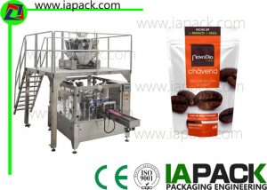 Kaffeebohnen Stand-Up-Zip-Beutel-Verpackungsmaschine Drehverpackungsmaschine mit Multi-Kopf-Skala