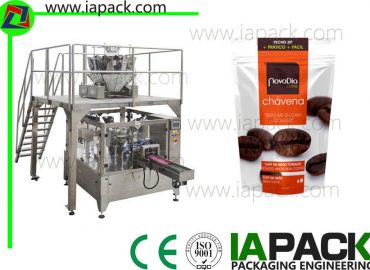 Kaffeebohnen Stand-up-Zip-Beutel-Verpackungsmaschine Drehverpackungsmaschine mit Multi-Head-Skala